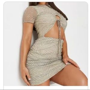 Missguided Zebra Print Mesh Dress with Keyhole Cutout Detail